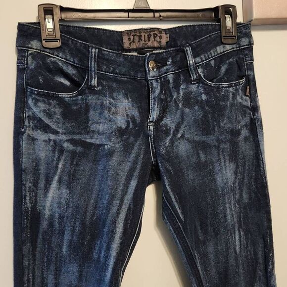Tripp NYC Daang Goodman Tie Dye Low Rise Skinny 100% Cotton Blue Pants Size 7 - Picture 2 of 8